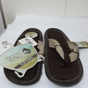 Ocean + Coast Brown Men's LG Flip Flops NWT